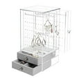 thumbnail image 2 of Jewelry Organizer Box with 2 Drawers and 3 Acrylic Earring Storage Display Holder for Rings Necklace Bracelet-Transparent, 2 of 9