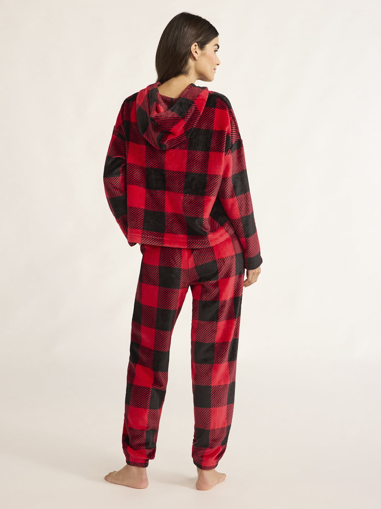 Joyspun Women's Plush Hoodie and Joggers Pajama Set, 2-Piece, Size XS-3X