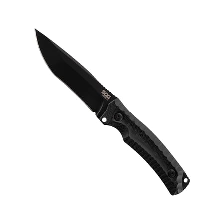 SOG Hidaka FX Fixed Blade Knife 4.8" Tanto Point CPM-3V Black Blade Micarta Handle Black