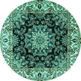 thumbnail image 1 of Ahgly Company Indoor Round Medallion Turquoise Blue Traditional Area Rugs, 5' Round, 1 of 4