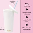 thumbnail image 2 of Kate Spade New York Vaso aislado para novia con pajita reutilizable, 20 onzas, Miss to Mrs. (blanco), 2 of 5