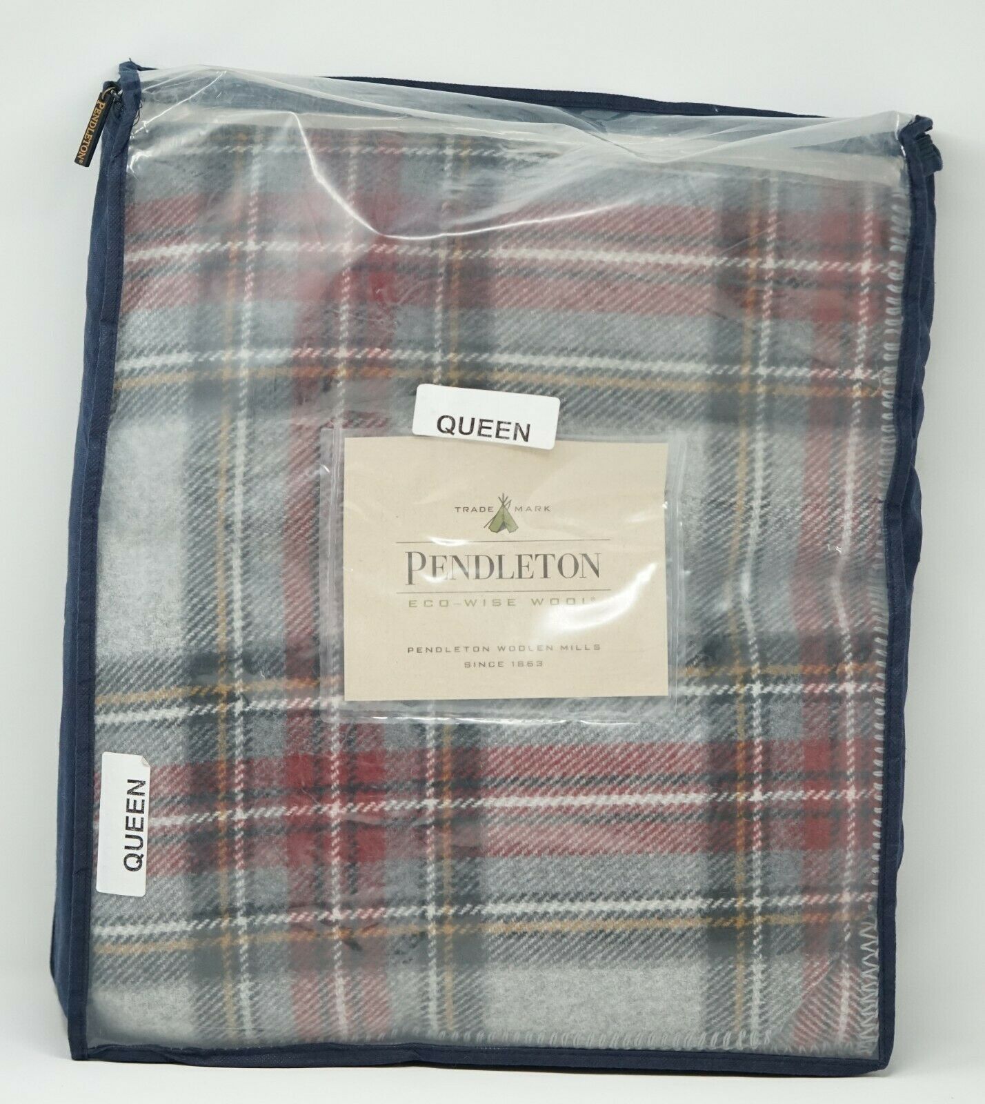 Pendleton EcoWise Washable 100 Pure Virgin Wool Plaid Blanket QUEEN