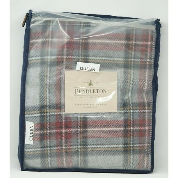 Pendleton Eco-Wise Washable 100% Pure Virgin Wool Plaid Blanket QUEEN
