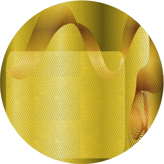 Ahgly Company Machine Washable Indoor Square Transitional Yellow Area Rugs, 3' Square