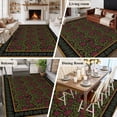 thumbnail image 5 of Vintage Red Roses Area Rugs 6'x9', Washable Small Throw Rugs for Kitchen Dining room, Abstract Art Floral Green Leaves Indoor Outdoor Rug Non-Slip Low Pile Carpet Runner Reversible Floor Mats, 5 of 8
