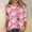01-Pink, variant on Women's Christmas Print Round Neck 3/4 Sleeve Relaxed Pullover - Pink - XXXXXL