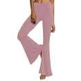 thumbnail image 1 of Pantalon Décontracté pour Femmes, Uni, Longueur Sport, Jambe Évasée, Taille Haute, 1 of 6