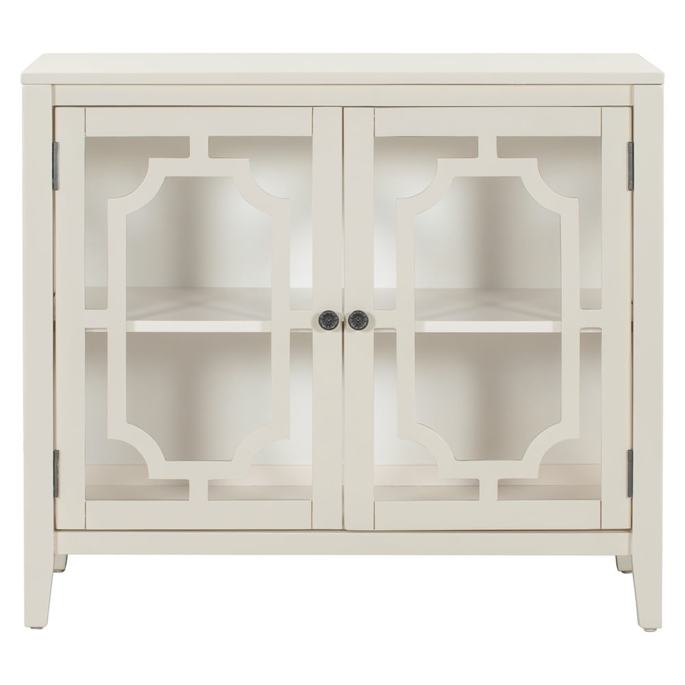 Pine Wood Storage with Transparent Door Shelf Adjustable Accent