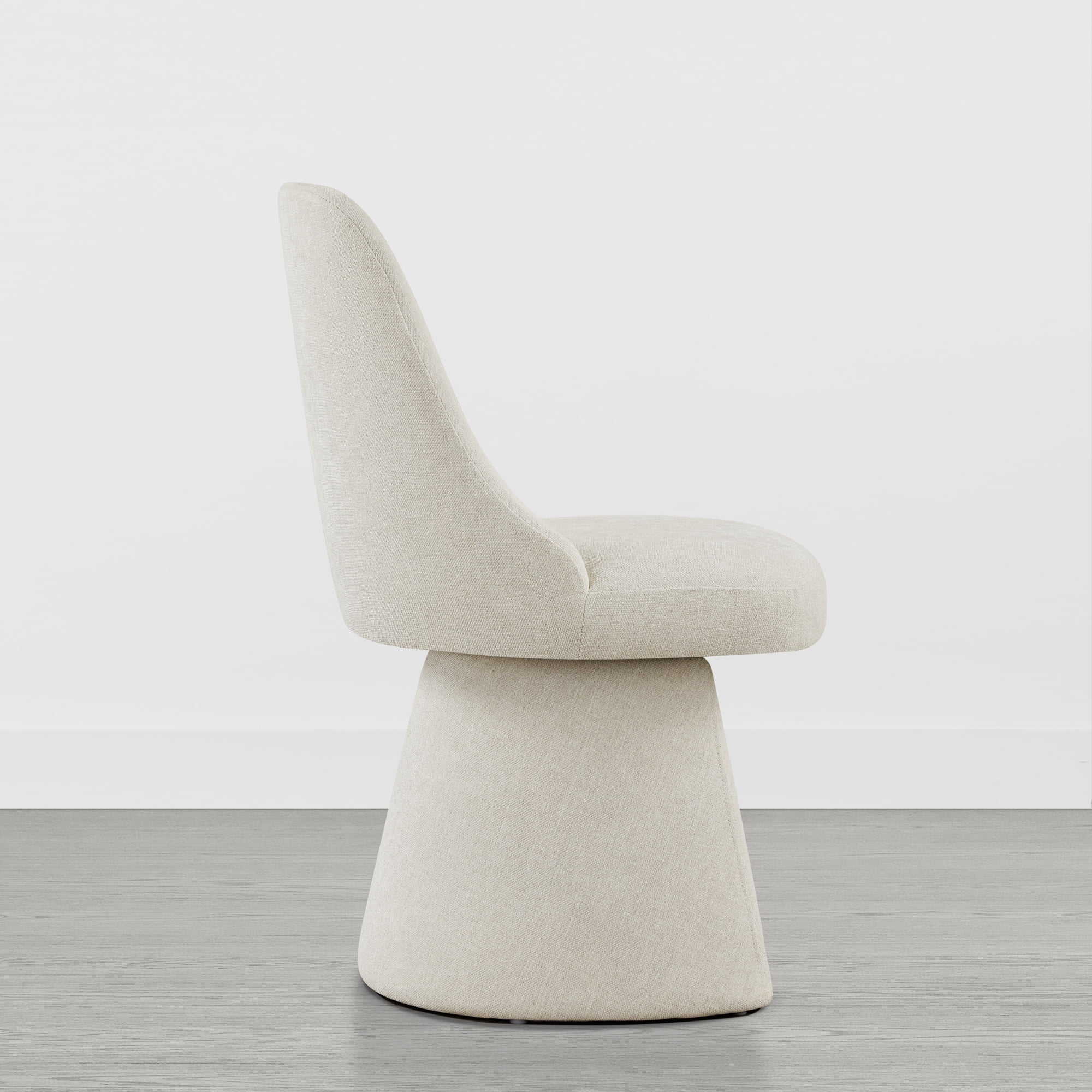 Spruce & Spring Modern Upholstered Swivel Dining Chair with High Back and Conical Base, Single, Linen Fabric