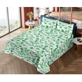 thumbnail image 4 of Ambesonne Leaves Greenery Fitted & Flat Sheet with Shams 4 Pcs Set, Art Modern Branches, Full, White Sea Green and Seafoam, 4 of 5