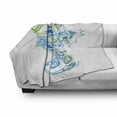 thumbnail image 3 of Seahorse Soft Flannel Fleece Throw Blanket, Seahorse Design with Abstract Curvy and Wavy Geometric Forms, Cozy Plush for Indoor and Outdoor Use, 60" x 80", Lime Green Night Blue, by Ambesonne, 3 of 6