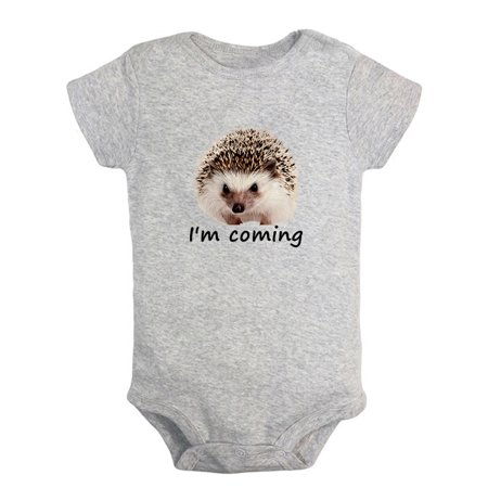 

I m Coming Funny Rompers For Babies Animal Hedgehog Pattern Jumpsuits Newborn Baby Unisex Bodysuits Infant Jumpsuits Toddler 0-24 Months Kids One-Piece Oufits