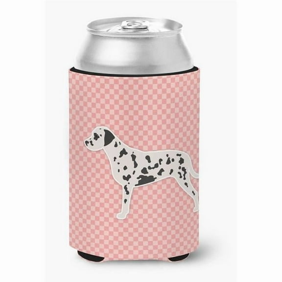 Carolines Treasures BB3583CC Dalmatian Checkerboard Pink Can or Bottle Hugger