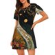 thumbnail image 1 of Easygdp Abstract Gold Floral Galaxy Camisón de manga corta para mujer, informal, estampado, 1 of 6
