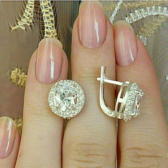 2.00Ct Round Cut Natural Moissanite Snap Hoop Earrings Omega Back 14k Yellow Gold Plated Silver