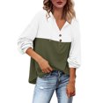 thumbnail image 1 of Gibobby Sudadera con Capucha para Mujer, Sudadera de manga larga para mujer, dobladillo largo, bloque de color, con capucha y cordón(Verdemilitary,CH), 1 of 5