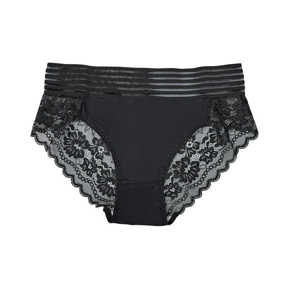 Arnsht Women Large Size Lace Mesh Sheer Panties High Waist Breathable Casual Briefs Seamless Underwear Black XL