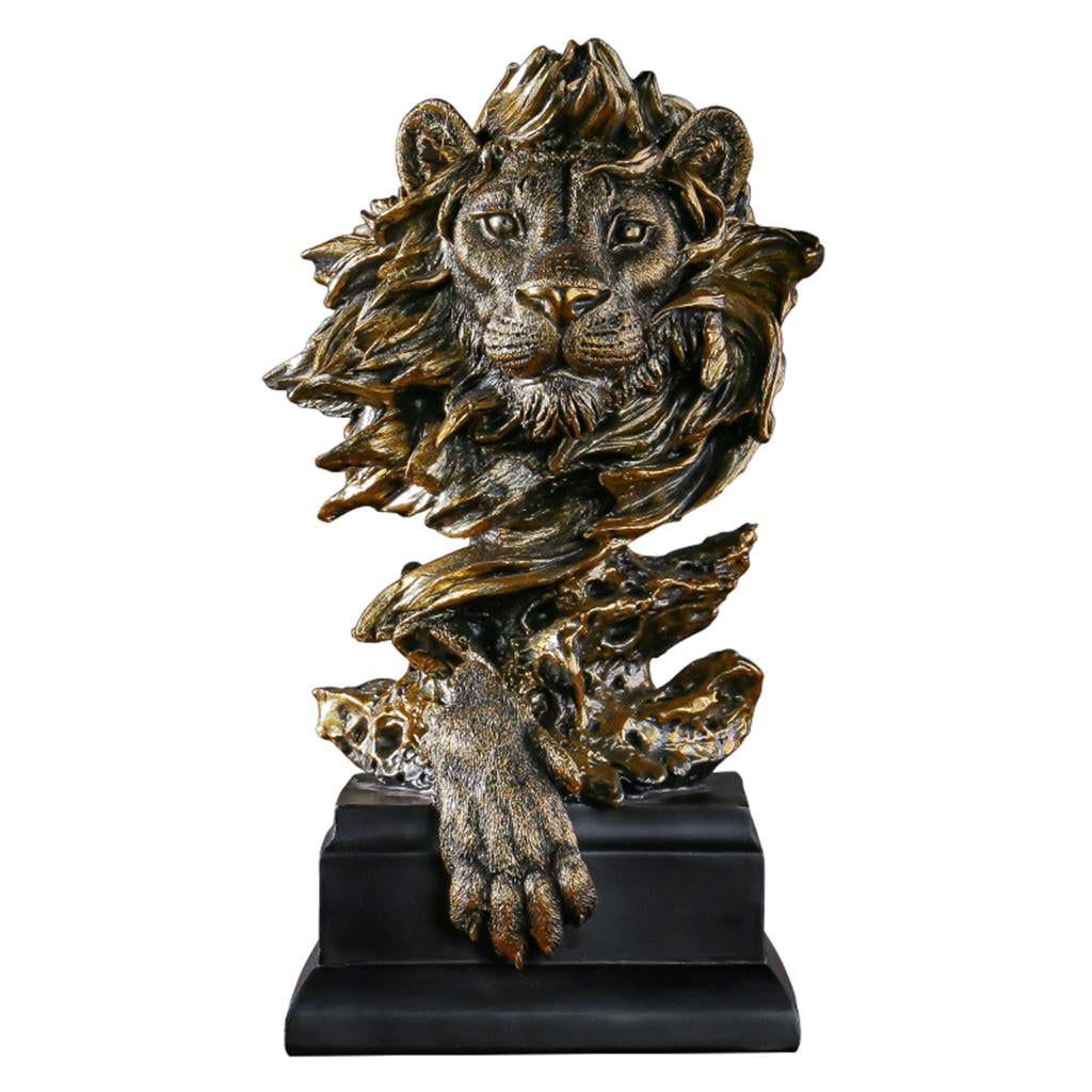 Standing Lion Copper Sculpture Statue Art Ornament Home Decor Wildlife Vintage 