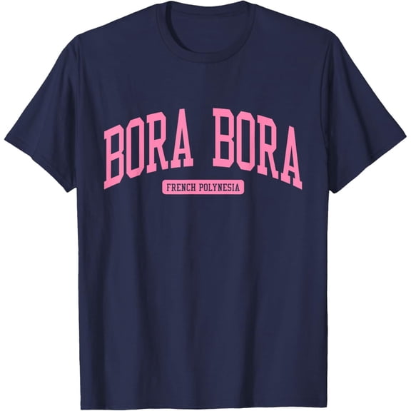Bora Bora French Polynesia College University Style Navy T-Shirt