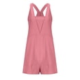 thumbnail image 3 of Racerback Athletic Rompers for Women Sleeveless Tank Jumpsuits Shorts Pocketed Loose Summer One Piece Workout Outfits, Pink, XXL, 3 of 7