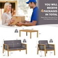 thumbnail image 2 of Gymax 8PCS Patio Conversation Acacia Wood Furniture Set PE Rattan Conversation Set w/ Grey Cushions, 2 of 10