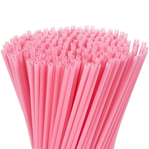 300Pack Plastic Pink Disposable Party Drinking Straws for Baby Showers