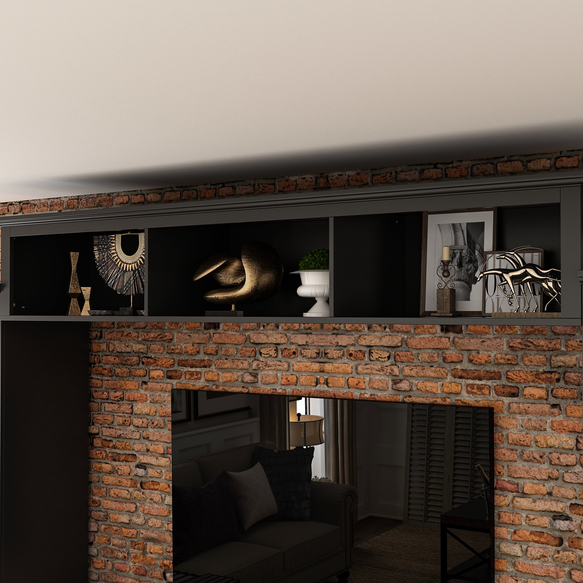 KULAGAGA Entertainment Center withHutch, Media Center with Storage and Glass Door for Living Room,Black