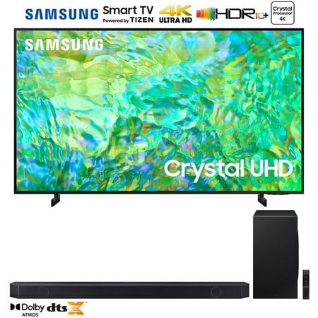 Samsung UN65CU8000 65 inch Crystal UHD 4K Smart TV (2023 Model) Bundle with Q-series 7.1.2 ch. Wireless Dolby ATMOS Soundbar w/ Q-Symphony