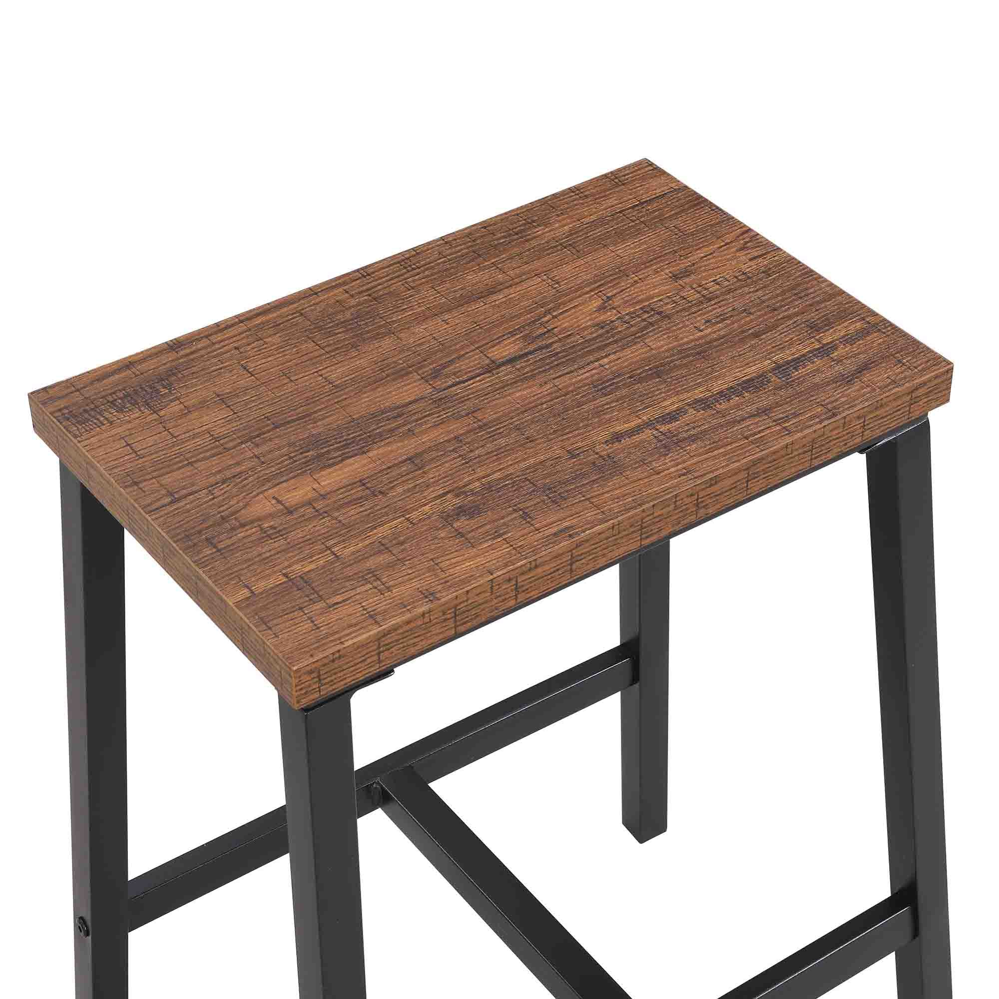 Kadyn Bar Table and Chairs Set for 4, 5 Piece Bar Kitchen Counter Height Table with Glass and Wine Holder, Brown