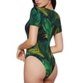 thumbnail image 2 of Balery Peacock Feathers2 Body de cuello redondo de manga corta para mujer Tops de manga corta Tops básicos-Large, 2 of 7