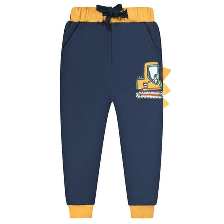 GBSYEWXS Pants For Little Boys Kids Joggers Dinosaur Print Elastic Waist Warm Sweatpants Trousers Blue Size 7-8 Years