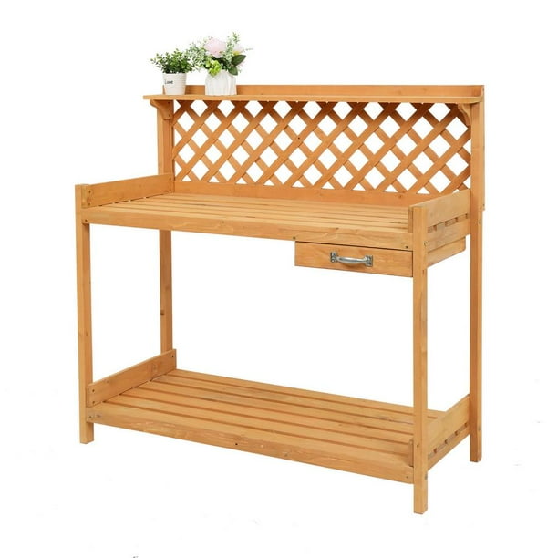 Salonmore Outdoor Garden Workbench Potting Table Benches With Drawer Burlywood Com Salonmore Outdoor Garden Workbench, Outdoor Garden Potting Workbench