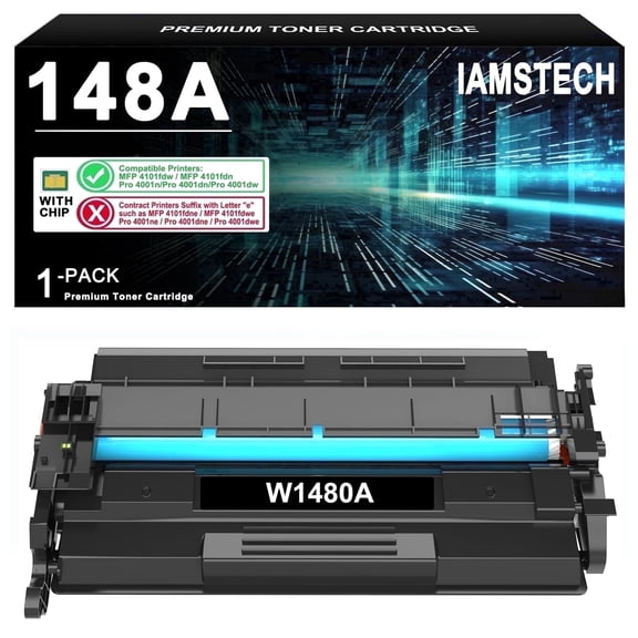 148A 148X Toner Cartridge Black with Chip Compatible for HP 148A W1480A 148X W1480X Laserjet Pro 4001dn MFP 4101fdw 4101fdn 4001n 4001dn 4001dw 1 Pack