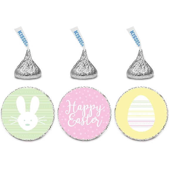 Koyal Wholesale Easter Chocolate Drop Labels, 216-Pack Happy Easter Kiss Stickers