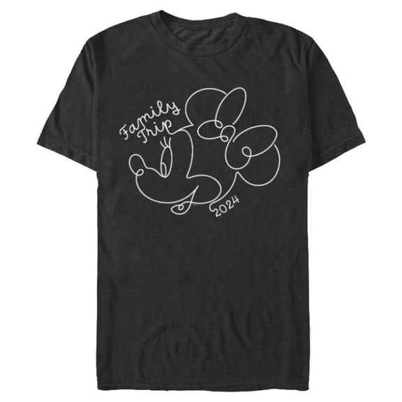 Disney Minnie Mouse Line Drawing Family Trip Vacation 2024 - Short Sleeve Blended T-Shirt for Adults - Customized-Dark Heather