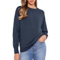 thumbnail image 2 of INSPIRE CHIC Long Sleeve Sweater for Women's Crew Neck Basic Knit Pullover Top S Grey Blue, 2 of 6