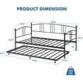 thumbnail image 2 of Twin Metal Daybed with Trundle, Pullout Trundle Bed Frame, Guest Sofa Bed with Steel Slat Support & Arched Headboard, No Box Spring Required, Black, 2 of 7