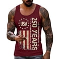 thumbnail image 3 of Vamuko 250 Anniversary Usa Tank Top for Men Sleeveless American Flag 1776 Tanks Independence Day Graphic Cut Off Shirts We the Peaple Baggy Tees Wine 4XL, 3 of 6