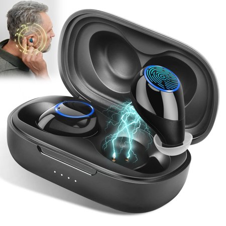 Enhance Sound , Sound Amplifier with Charging Case, Rechargeable Assistive Digital Amplifier for the Elderly, P-108, 1 Pair, Black