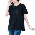 thumbnail image 2 of Puntoco moda mujer casual manga corta impreso o-cuello blusa señoras camiseta tops Puntoco Puntoco-4806, 2 of 3