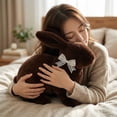 thumbnail image 3 of Boho Style Chocolate Brown Bunny Plush Toy 40cm Adult Collectible Decorative Stuffed Animal Figurine for Home Office Desk Display Soft Comfortable Adult Gift White Elephant Gift, 3 of 6