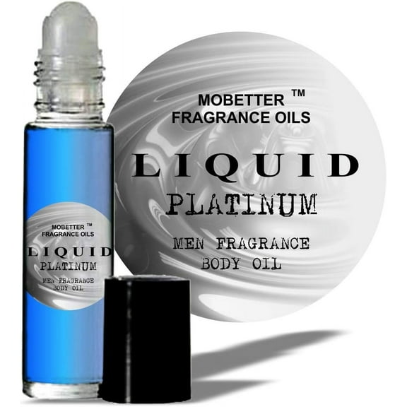 MoBetter Fragrance Oils Liquid Platinum Men Body Oil 1/3 oz roll on Glass Bottle