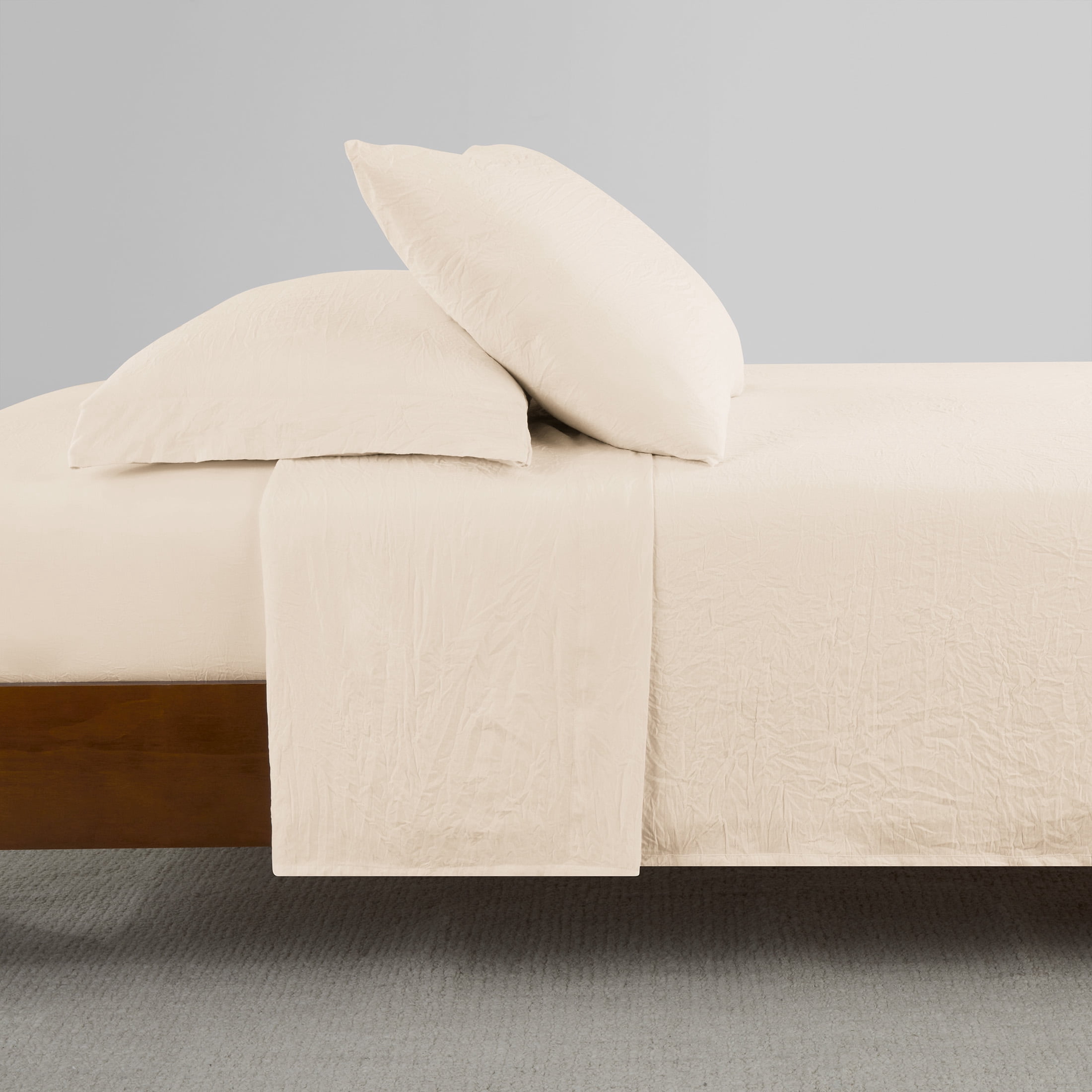 Mainstays Enzyme Washed Microfiber Bed Sheet Set, Vanilla Dream, Full, 4 Pieces