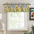 thumbnail image 3 of Kitchen Valances for Window, Summer Farmhouses Sunflowers Light Filtering Rod Pocket Valance Curtain, Black White Check &nbsp;Short Curtains Window Topper for Bedroom Bathroom Living Room 42x12in, 3 of 9