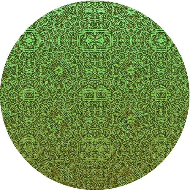 Ahgly Tapis Rond Lavable en Machine Intérieur Transitionnel Vert, 6 Pieds Rond