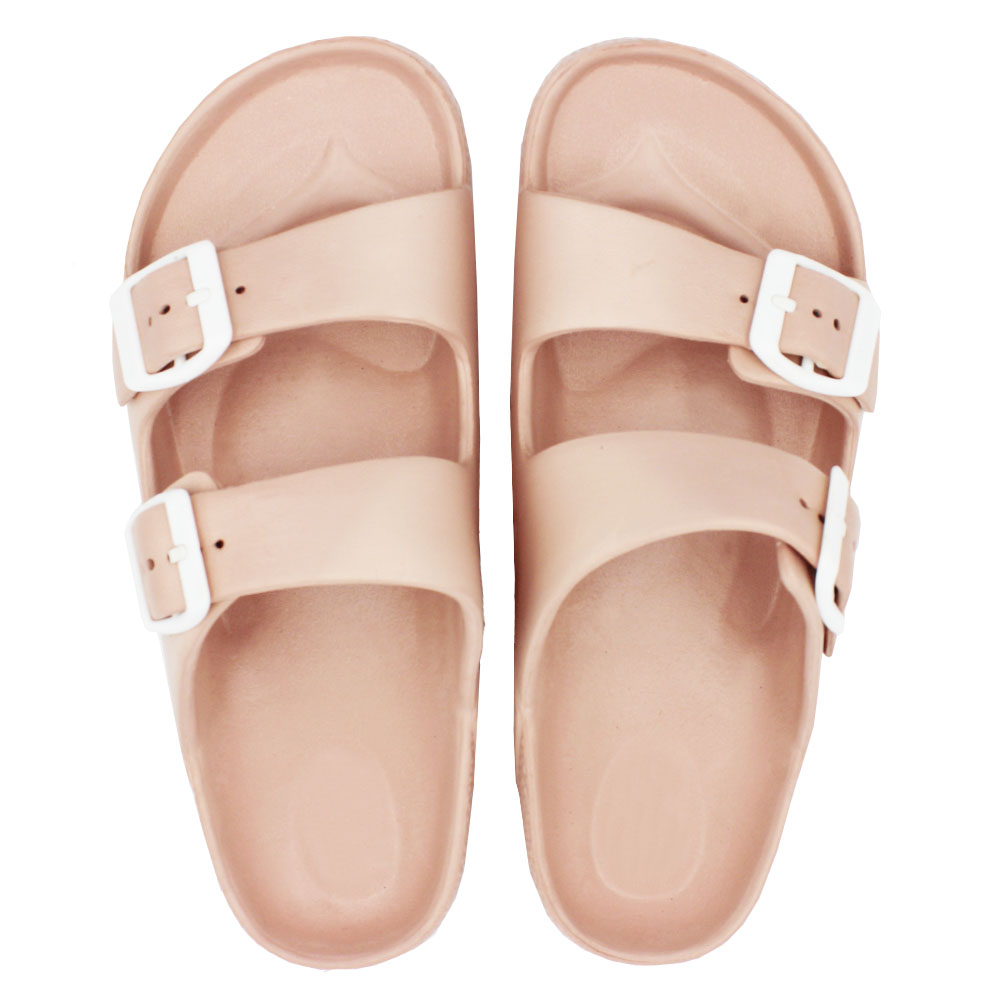 LAVRA Women Double Buckle Sandals EVA Adjustable Rubber Slides - Walmart.com