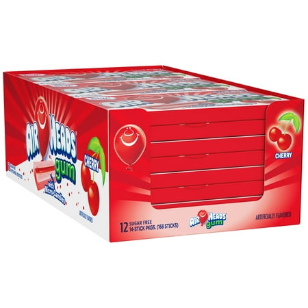Airheads Gum, Cherry, 14 Sticks (Pack of 12)