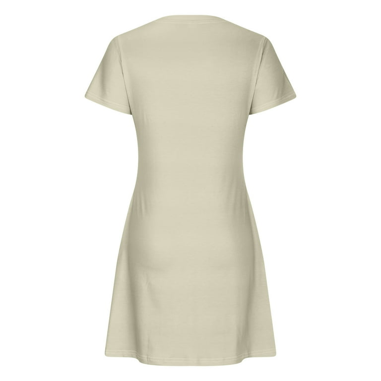 beige t shirt dress Everyday T-shirt Dress – Buxom Couture main image 1