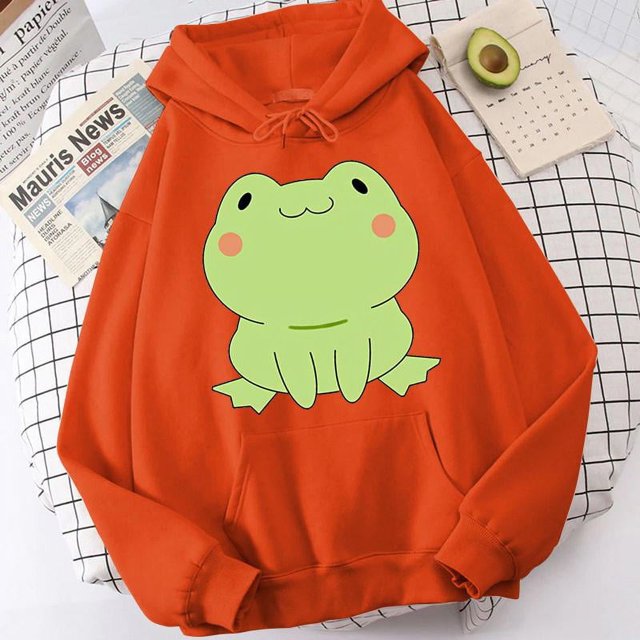 Sudadera con capucha de rana linda, ropa de calle informal de estilo Harajuku, sudaderas con estampado gráfico, sudaderas unisex
