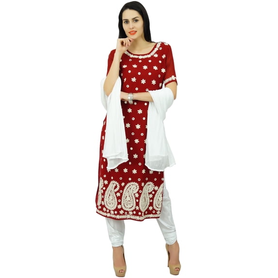 Atasi Womens Designer Embroidered Straight Kurta Dupatta Readymade Partywear